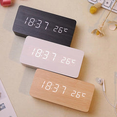 LED Wooden Alarm Clock