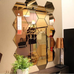 Hexagon Mirror Wall Stickers